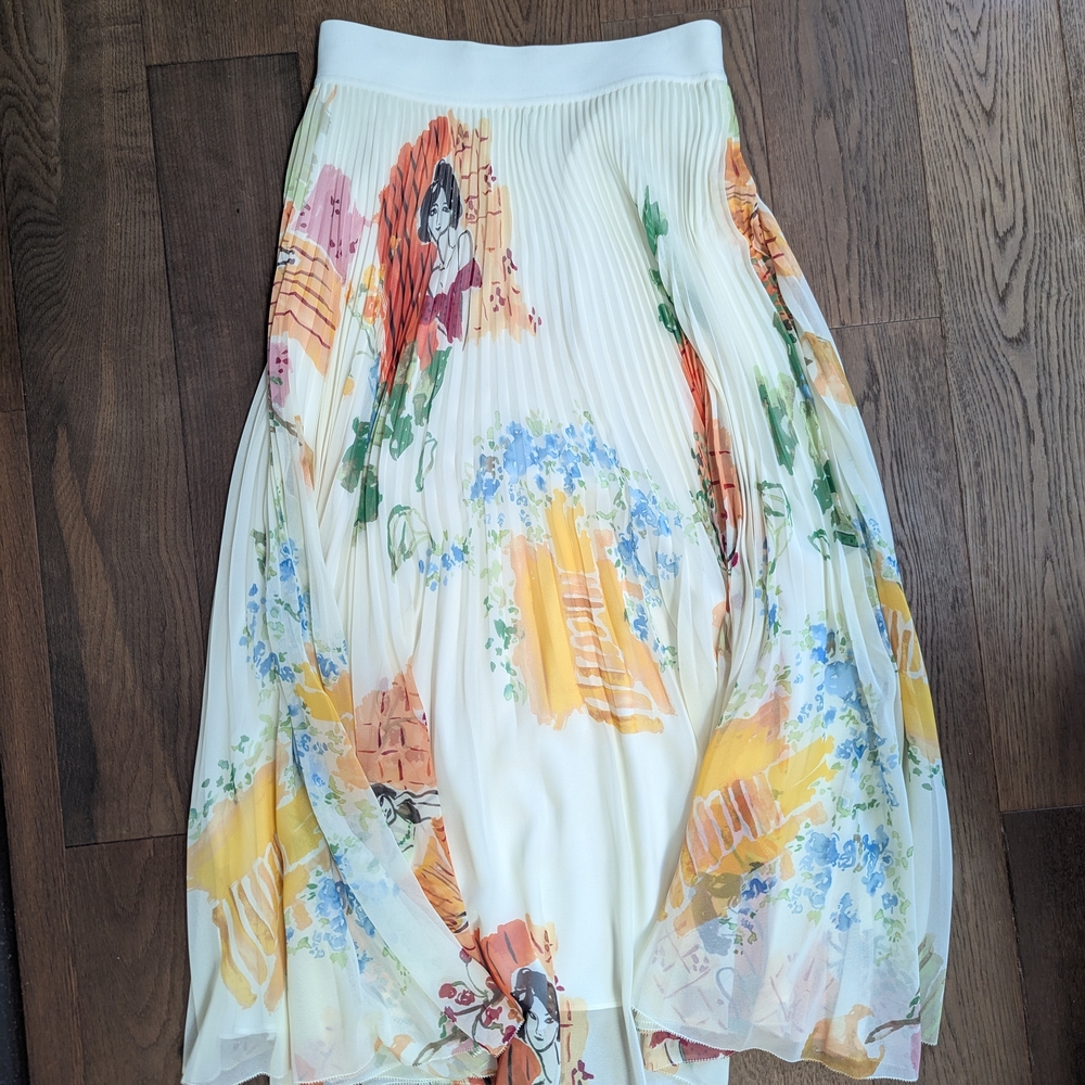 Wilfred Aritizia Terre Greece Multicolor Pleated A-Line Skirt